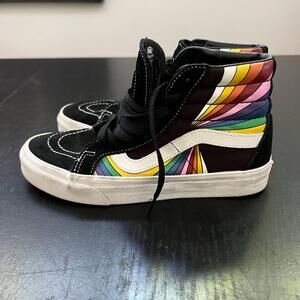 Vans Unisex Black w\ Rainbow Accents High-Top Sneakers - 6M/7.5W